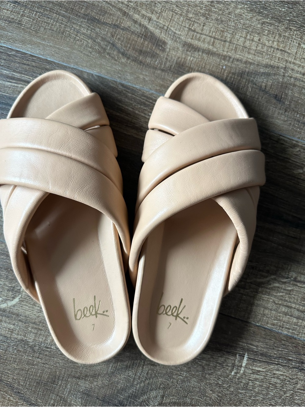 beek Merlin Crisscross Slide Sandals in Beige